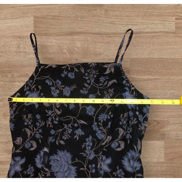 Ann Taylor LOFT Black and Blue Floral Dress Petite 4 Y2K - Picture 8 of 11